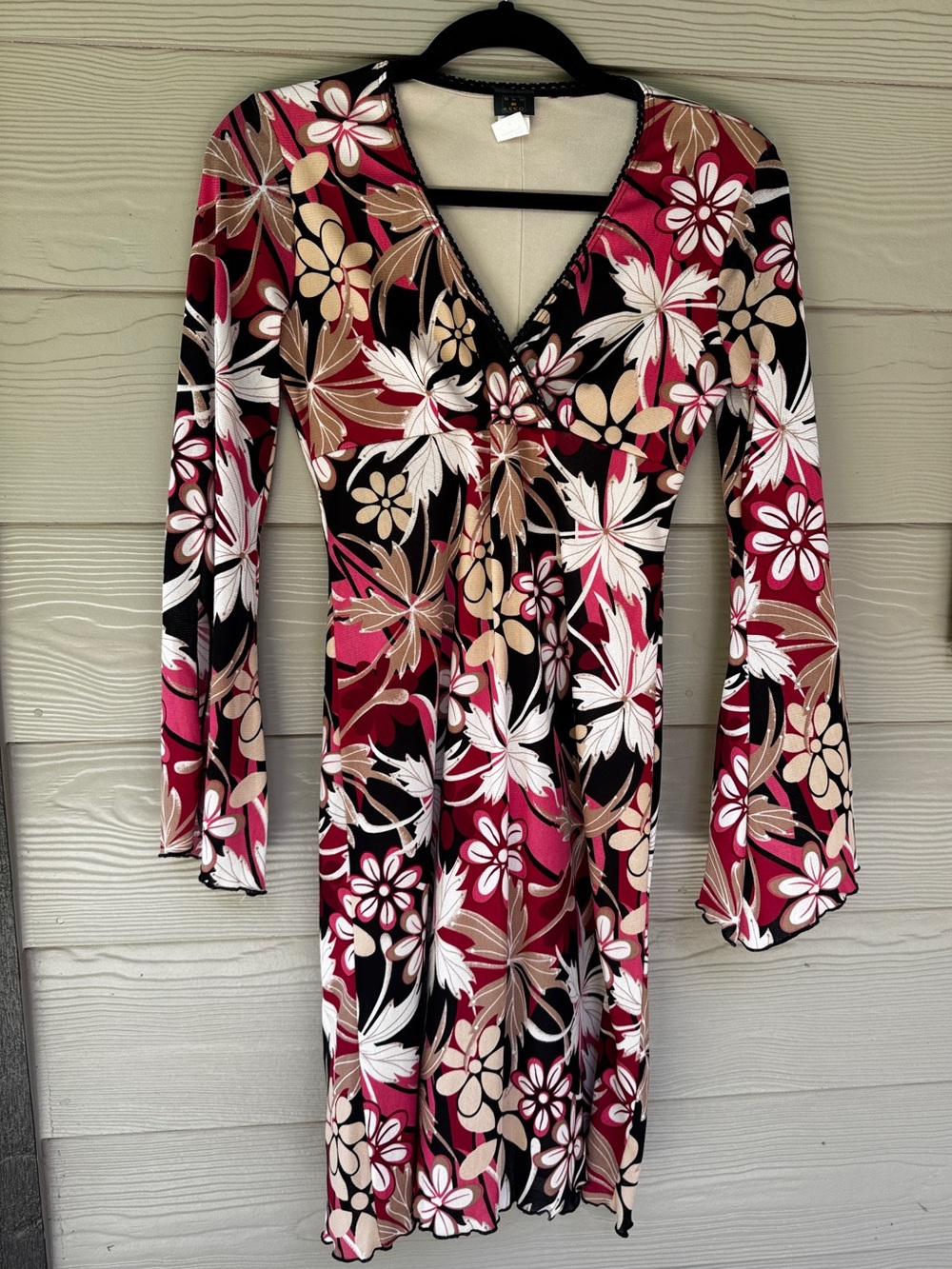 Vintage Y2K Flare Sleeve Floral Print Mesh Dress hippie festival feminine